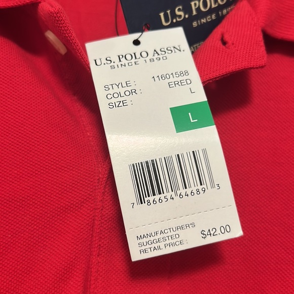 NWT ❤️ men’s Red polo shirt by U.S. Polo Assn. - Picture 7 of 8
